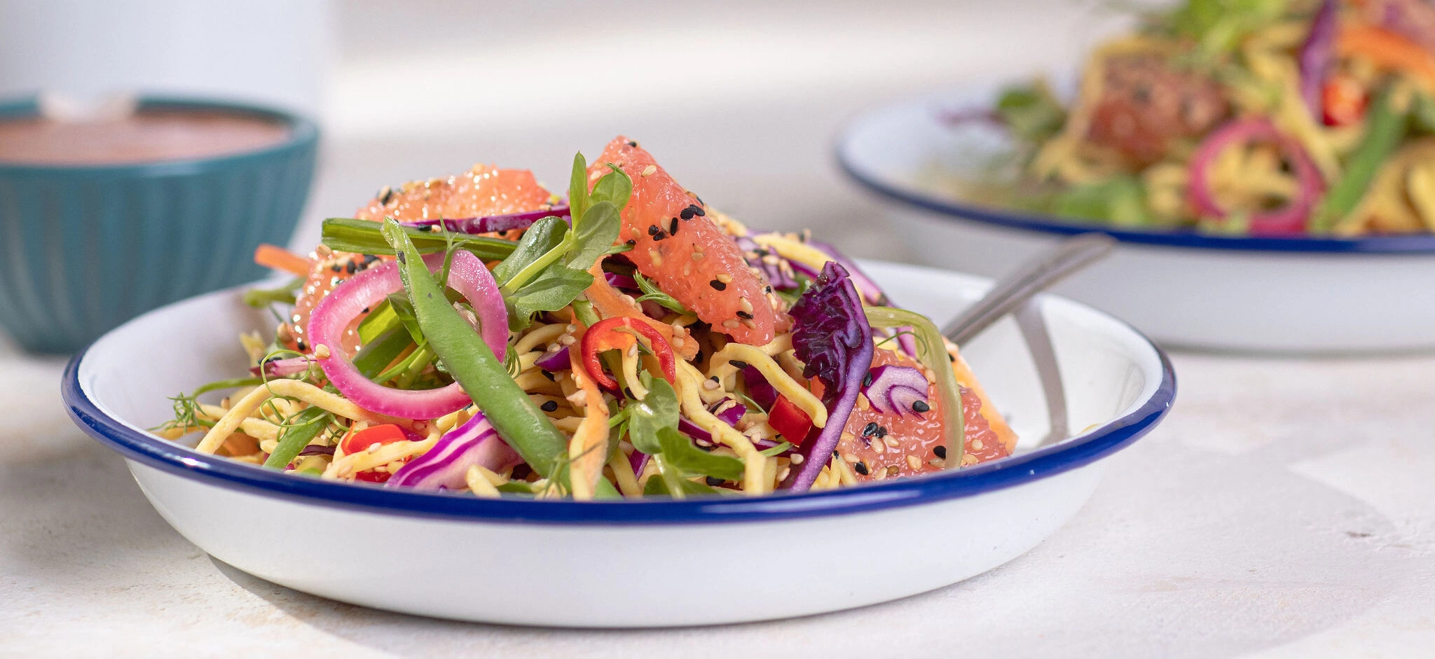 Noodle salad with soy and ginger dressing