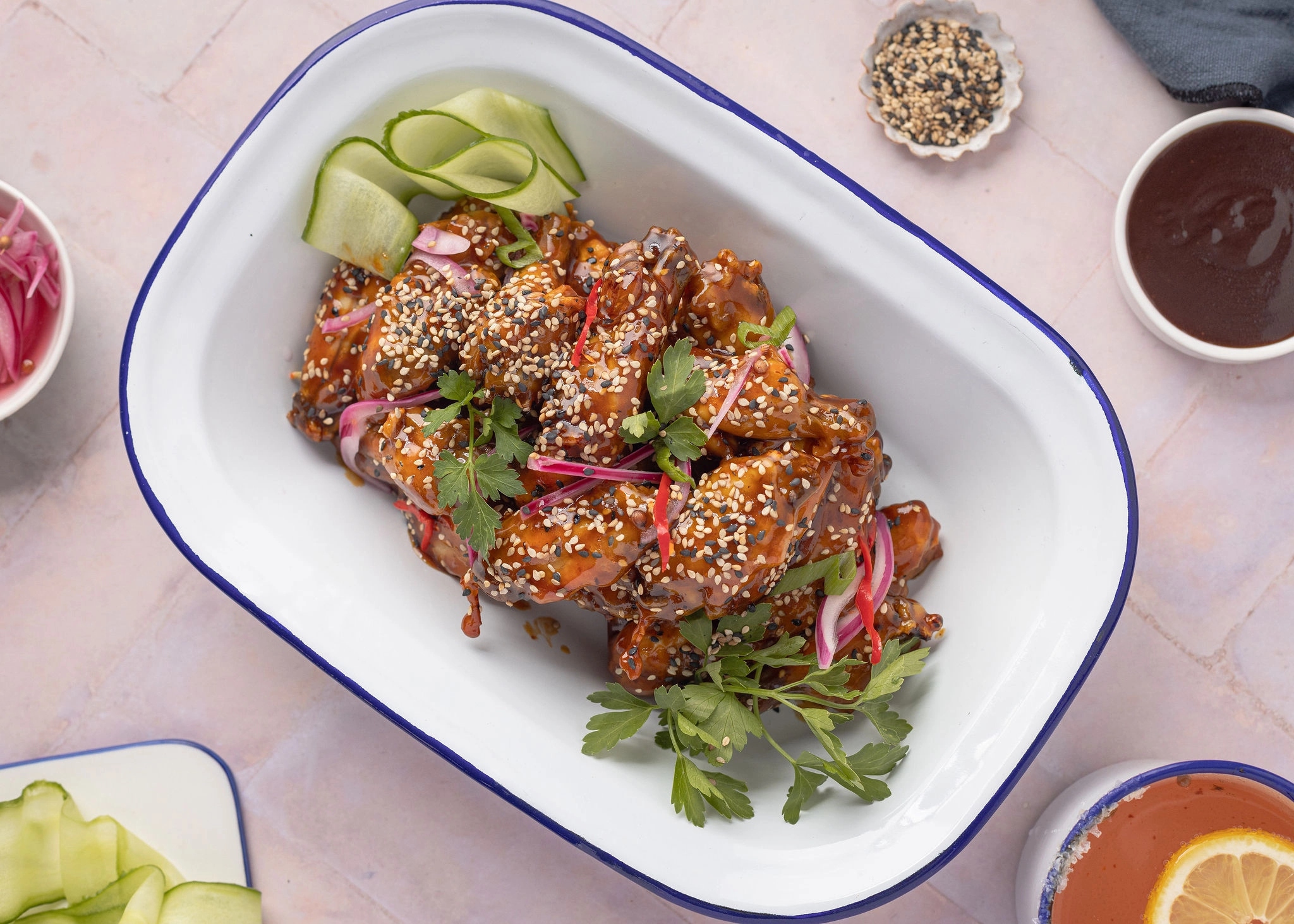 Honey & Pineapple Teriyaki Chicken Wings with Pickled Ginger