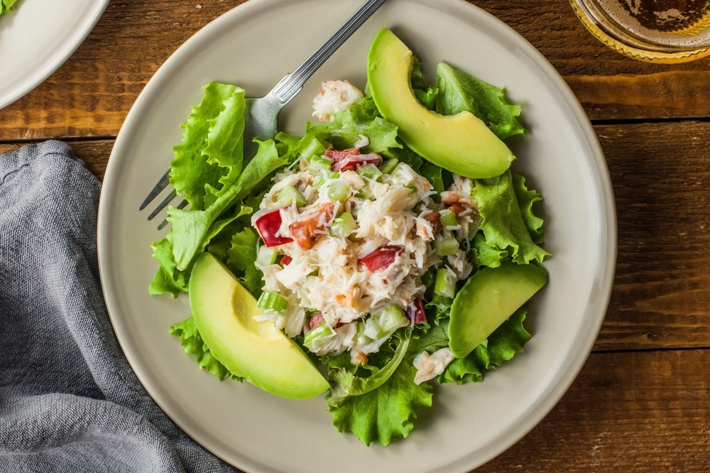 Crab, Avocado & Anchovy Caesar Salad