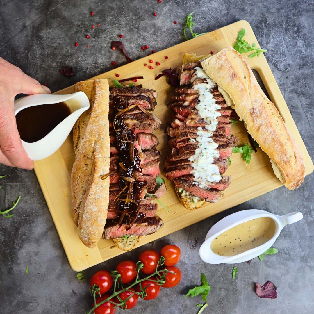 Open Hanger Steak Sandwich